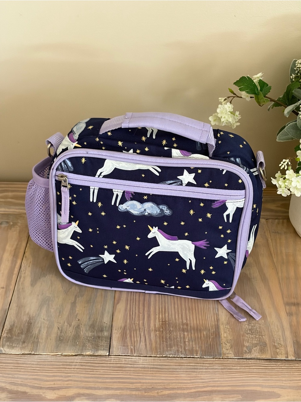 Pottery Barn Kids Navy & Purple Unicorn Lunch Bag 💜🦄